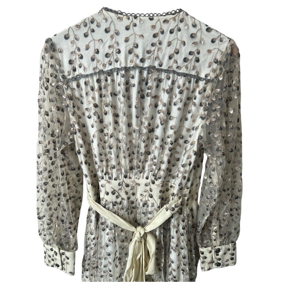 NWT Blank London Phileena Ivory Grey Metallic Wrap Maxi Dress Medium Reg. $372 - Picture 11 of 12